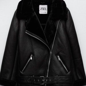 Zara faux leather jacket with fur